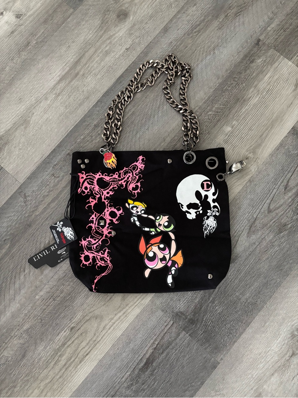 Civil Rebel Black Powerpuff Girls Chain Shoulder Bag